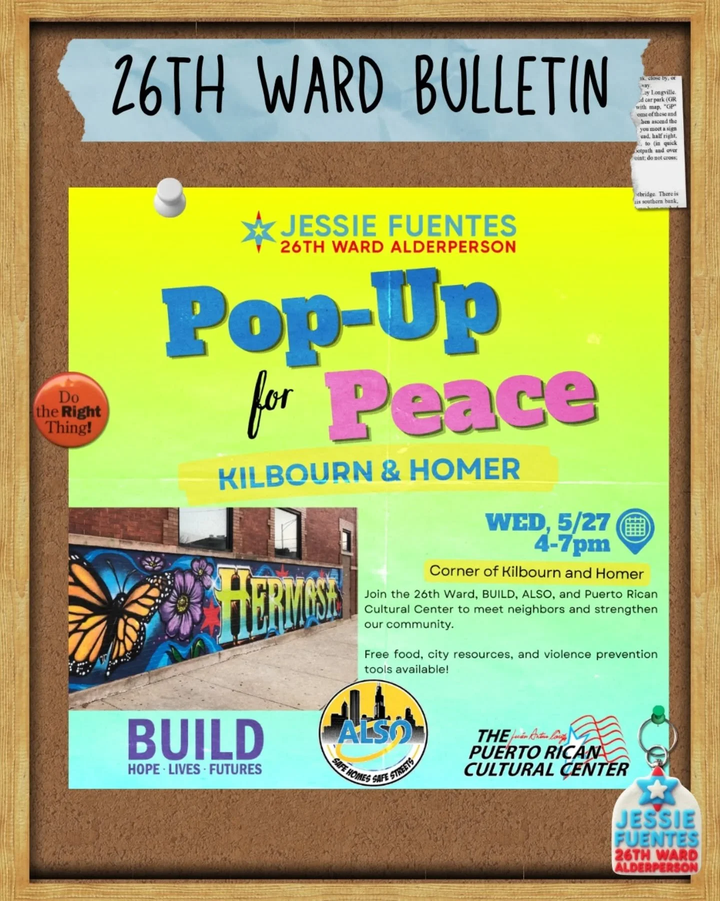 📌 Fresh on the 26th Ward bulletin board!

Pop Up for Peace, summer jobs, town halls, block parties, free park days, and so much more is happening across the ward and in the city.

Swipe through to see what is coming up, &amp; save this post so nothi