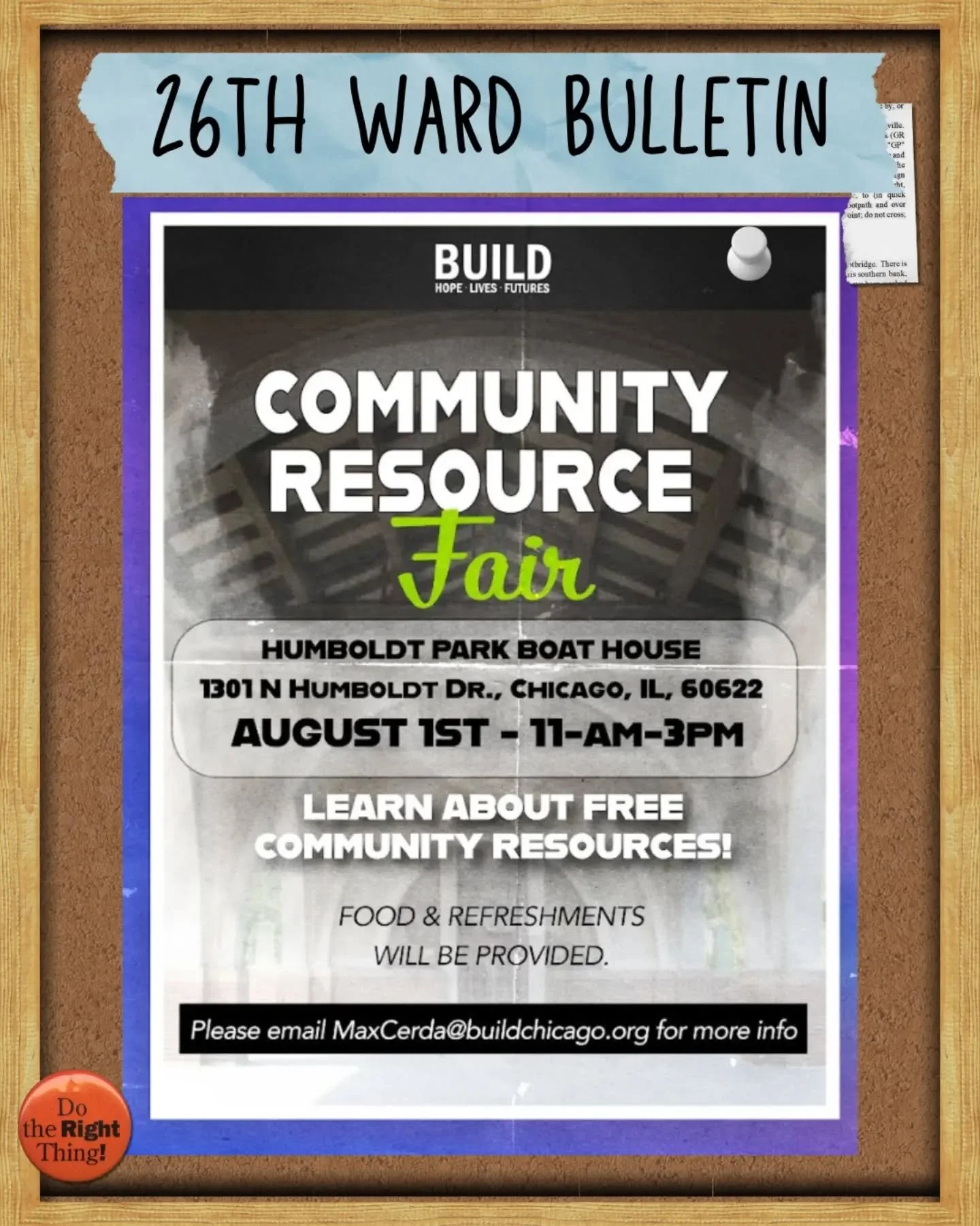 Please note BUILD'S Community Resource fair will be rescheduling due to the rain.