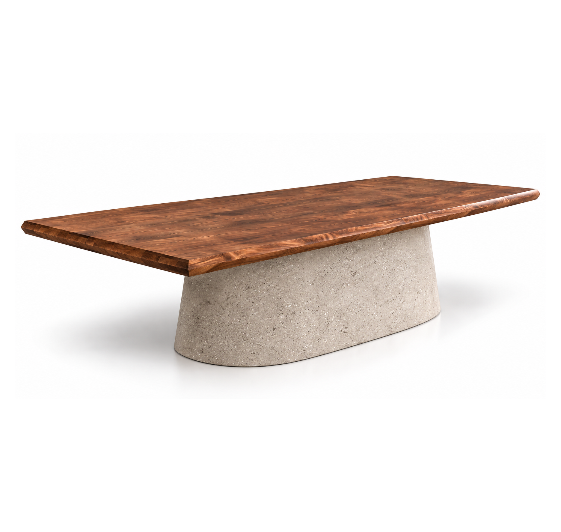 Solid walnut dining table with oval pedestal base