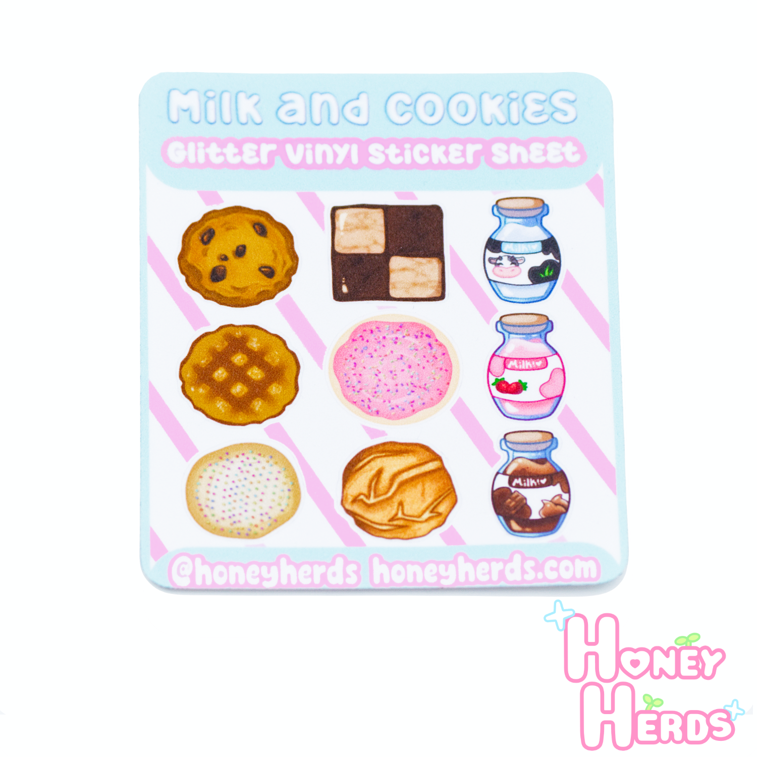 Milk & Cookies Frosted Glitter Vinyl Sticker Sheet