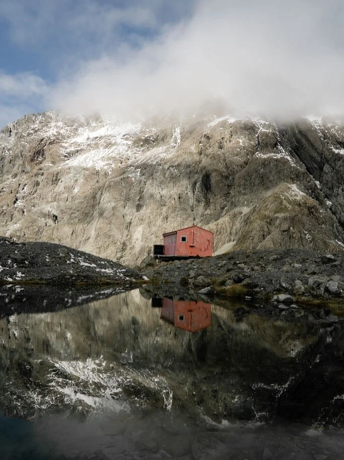 A little red hut, high in the mountains. 

Reached by a trail that isn&rsquo;t really a trail but more of a suggestion as to how to scramble across rocky terrain. Way too many river crossings, but at least the glacial water looked like diamonds in th