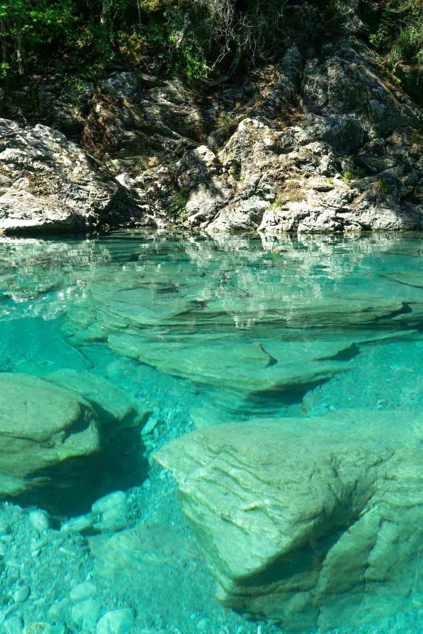 Crystal clear blue water in Mount Aspiring National Park