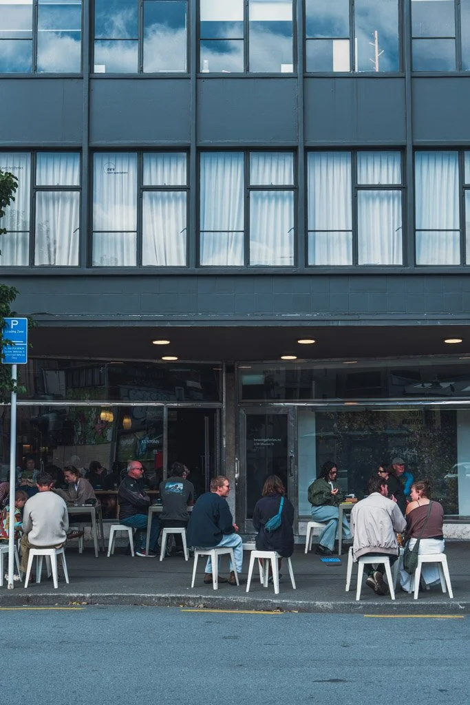 People sitting outside Customs cafe in Wellington