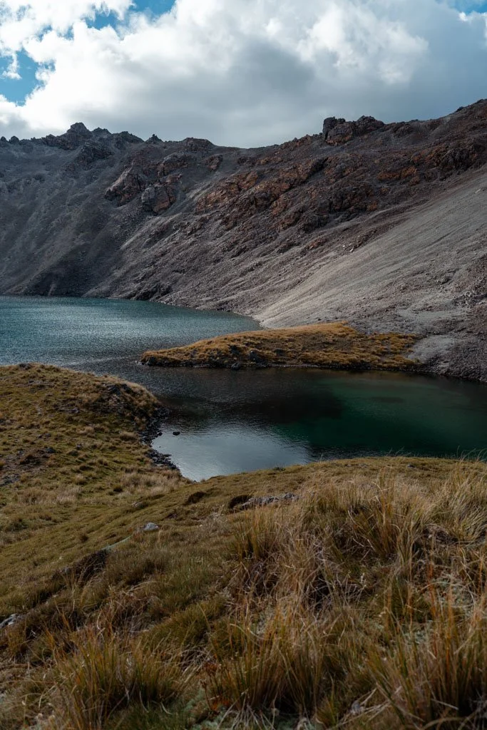 Deep green mountain lakes surrounded by bowl like mountains