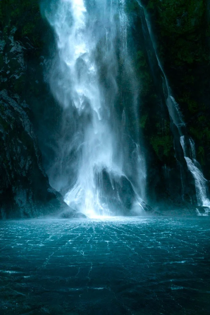 A waterfall in Milford Sound