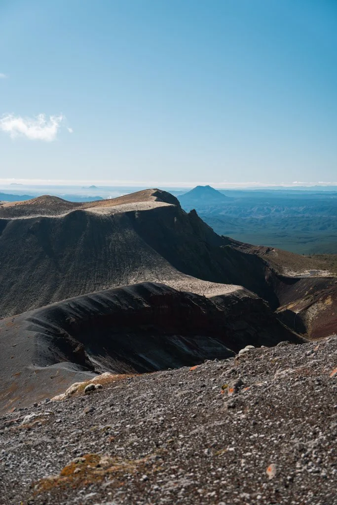 A view of the ridges and deep crater of Mt Tarawera