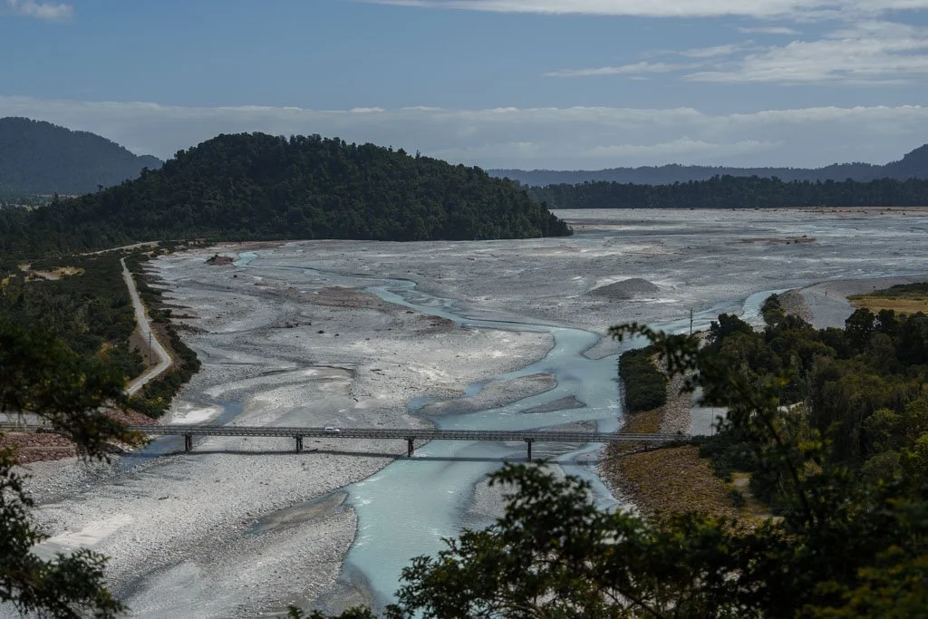 A view of the river and river plain near Franz Josef