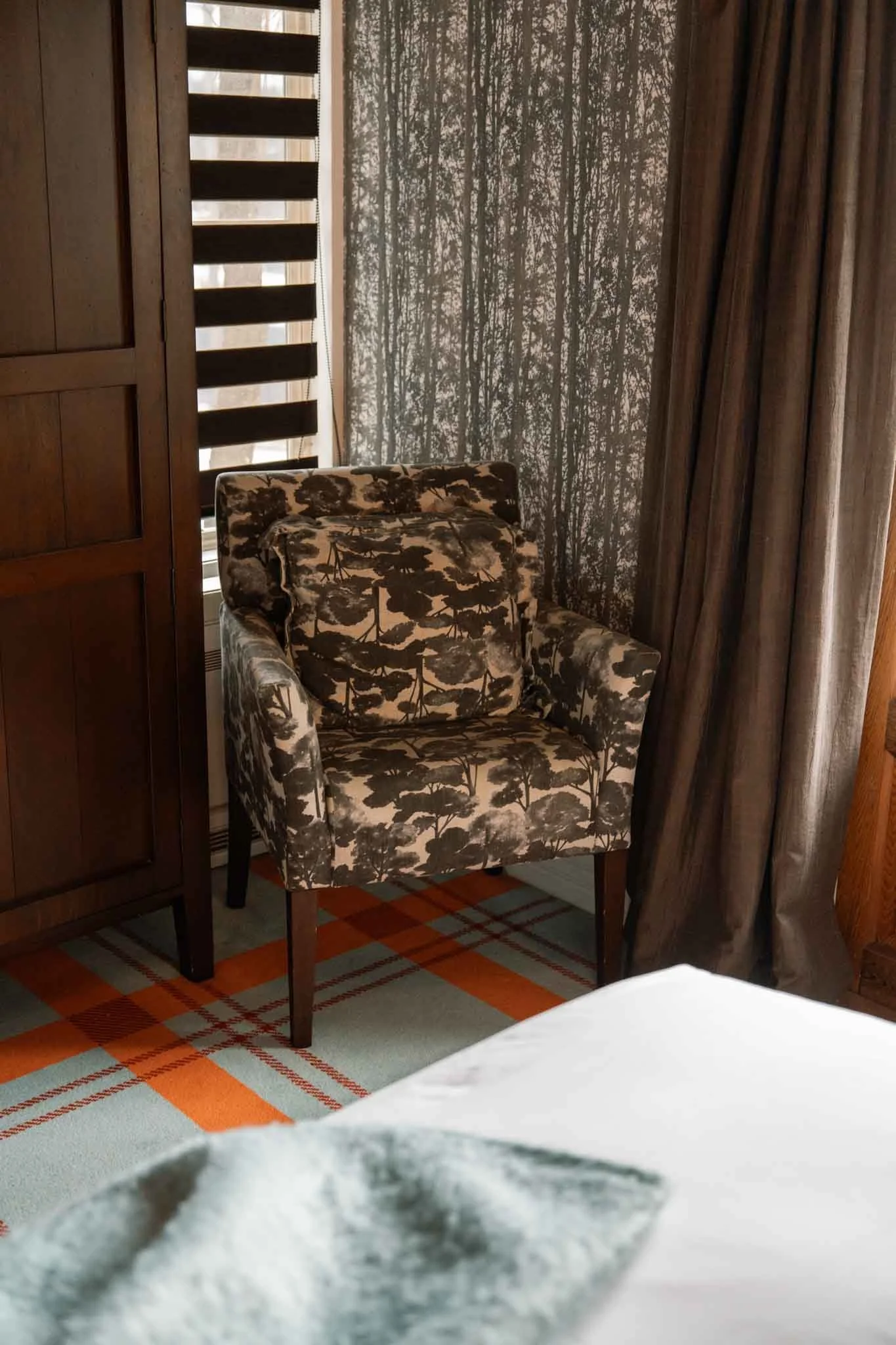 An armchair in the Dairy Hotel in Queenstown