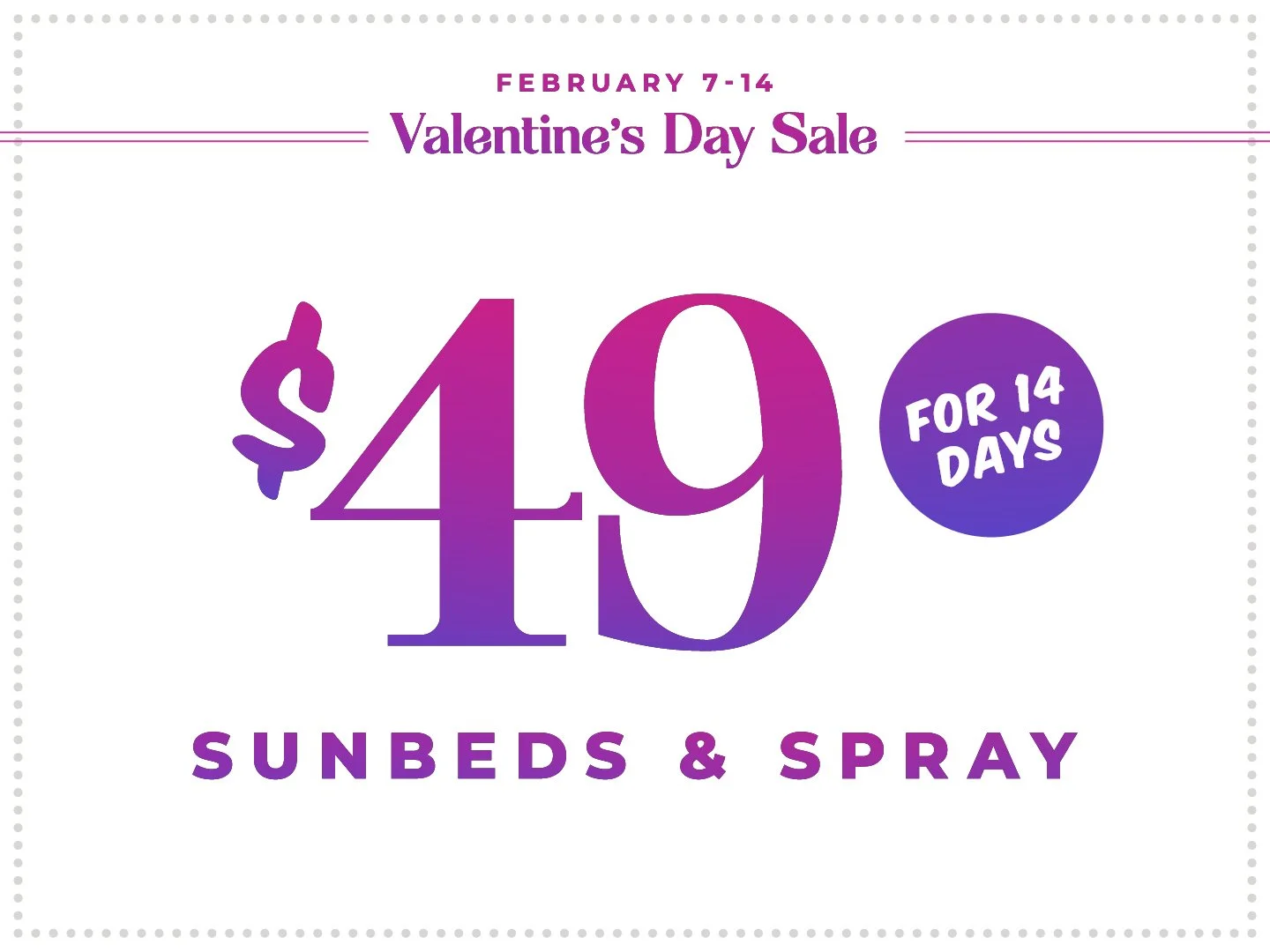 14 Days In All Sunbeds &amp; Spray Tan 