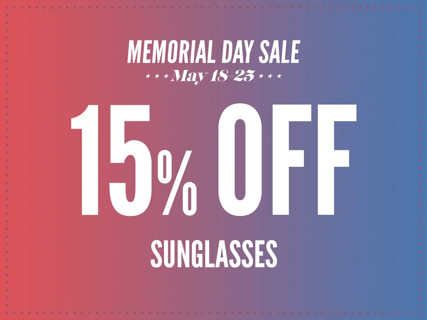 15% Off Sunglasses