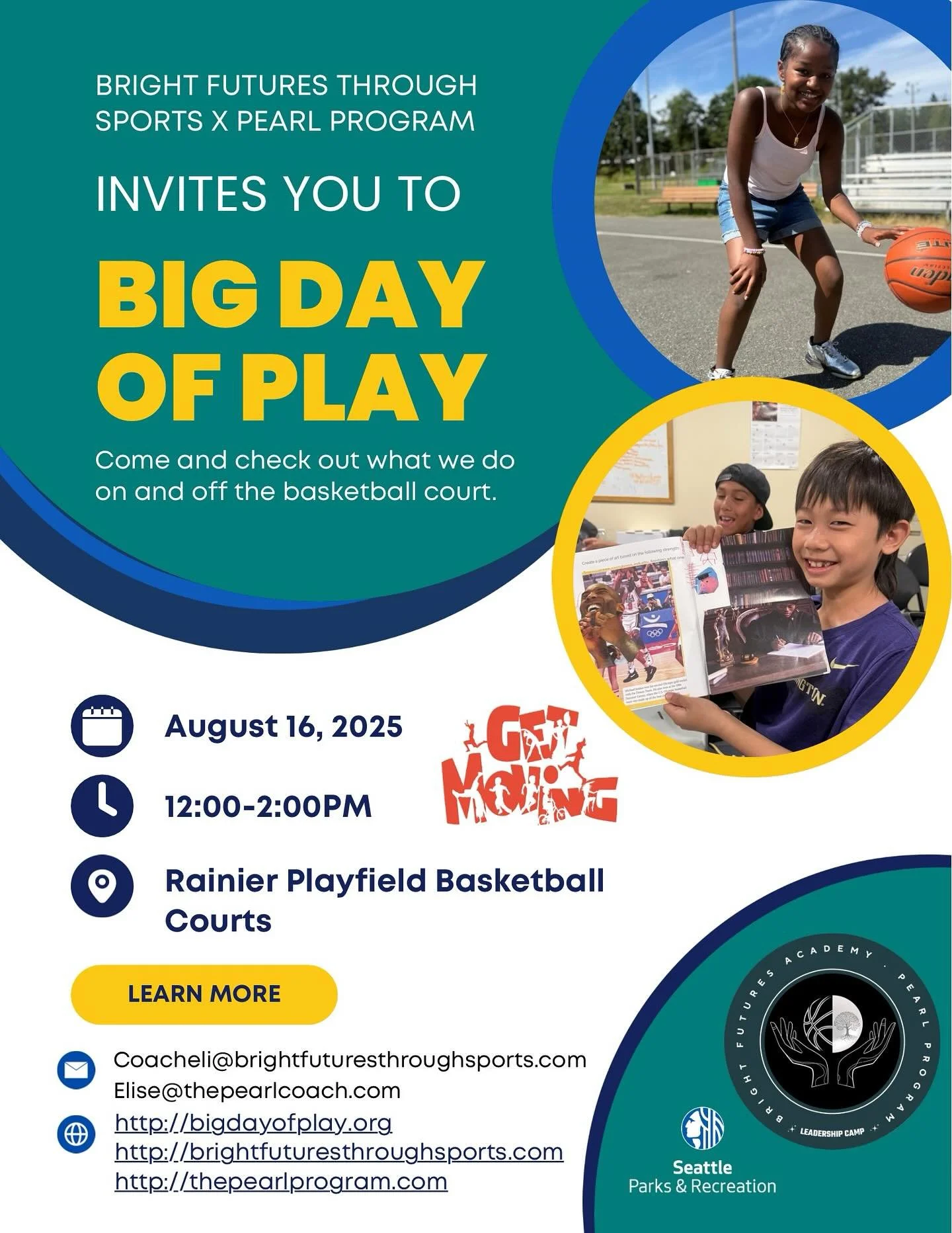 Bring the whole family for a fun day of basketball, strengths, art and community. If we get rained out, we will be in the gym - so it will be fun regardless! 

#pearlprogram #bfa #southseattleyouth #seattleyouthbasketball #youthempowerment