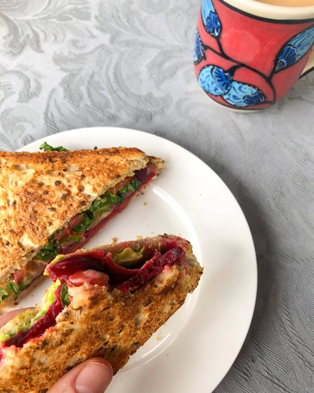 A food diary of my time in Melbourne/Australia. I've become a little obsessed with eating these every visit since I don't have access to most of it in Canada.
1. Mums toasties for lunch most days.... featuring good cheese and beetroot.
2. Avo Toast -