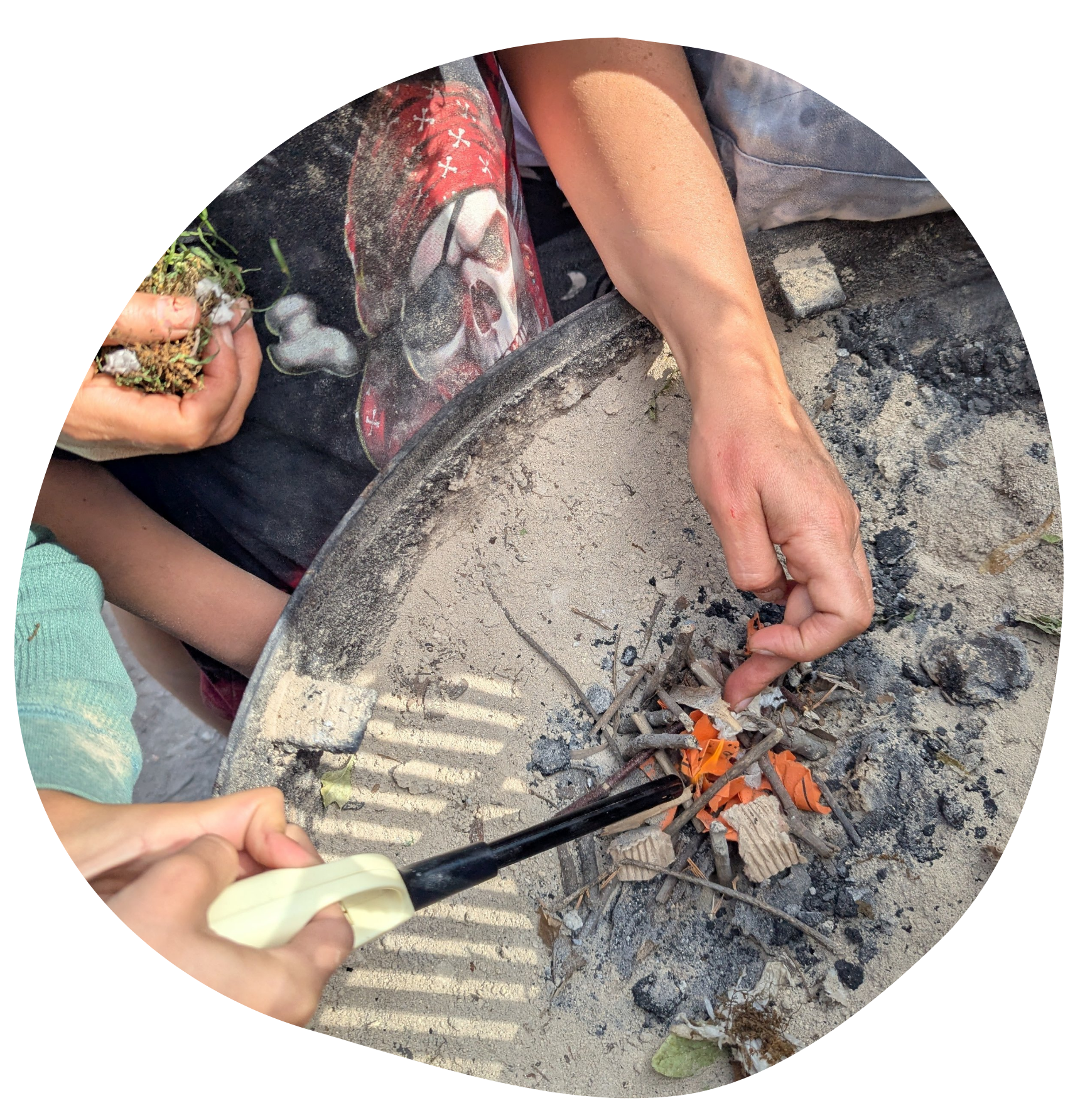 School of Wonder Adventurers learn how to build a fire in Prospect Park