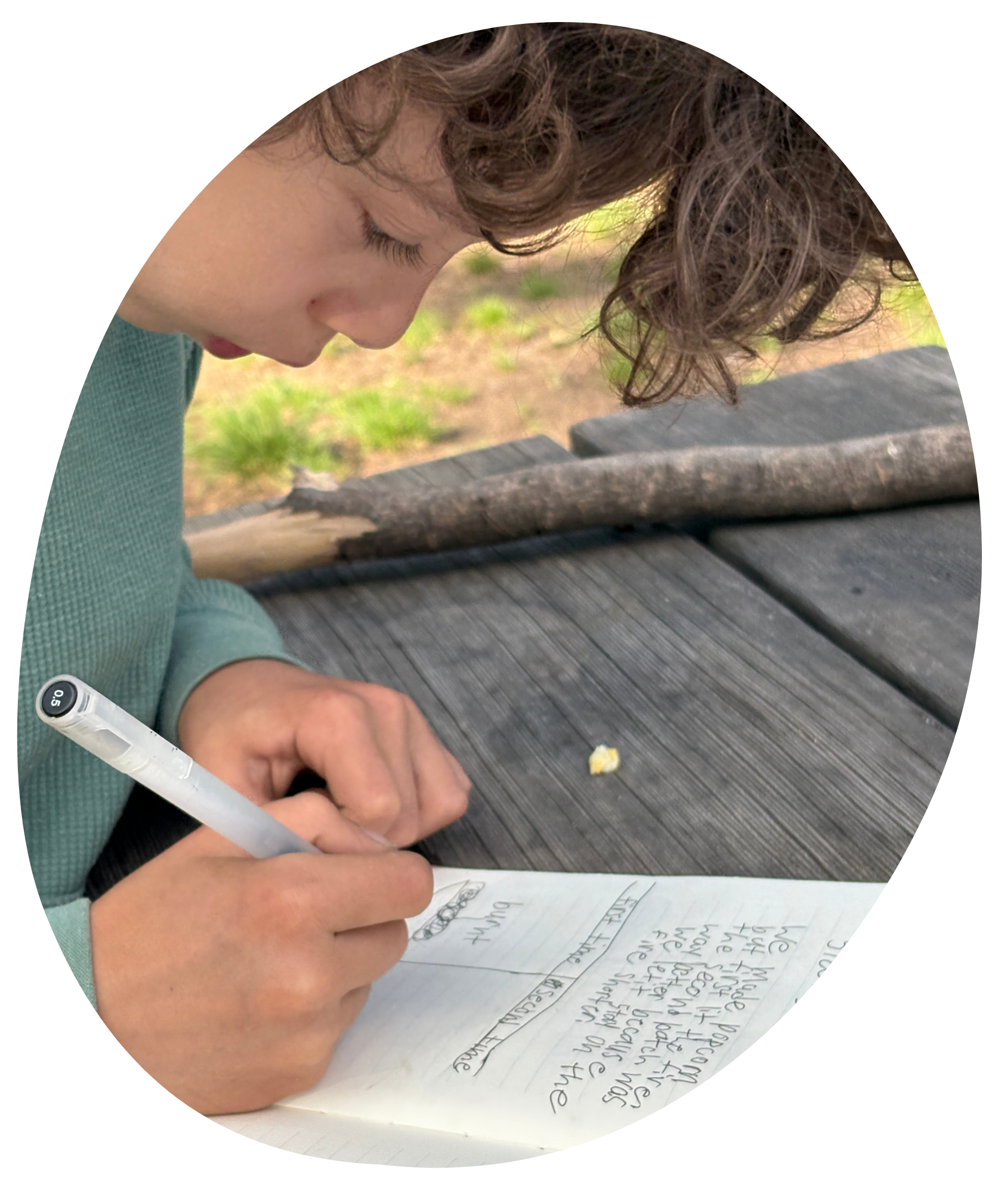 School of Wonder Adventurer writes reflections in journal