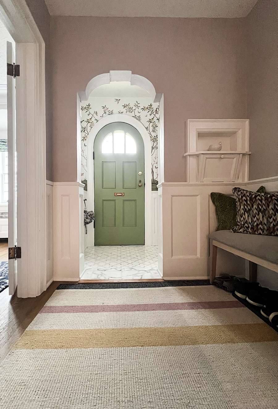Custom bench, carpet, marble floor
