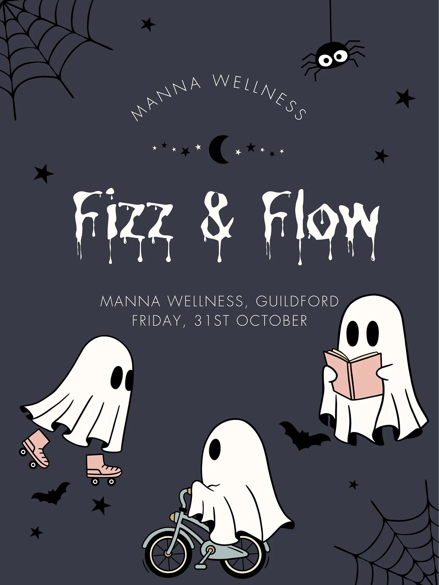 🎃 Fizz & Flow: A Spooktacular Halloween Edition! 🎃
Our next Fizz & Flow is here — and this one’s going to be wickedly fun! Join us next Friday, 31st October at 5 PM in Guildford for a Halloween-themed reformer Pilates class wit