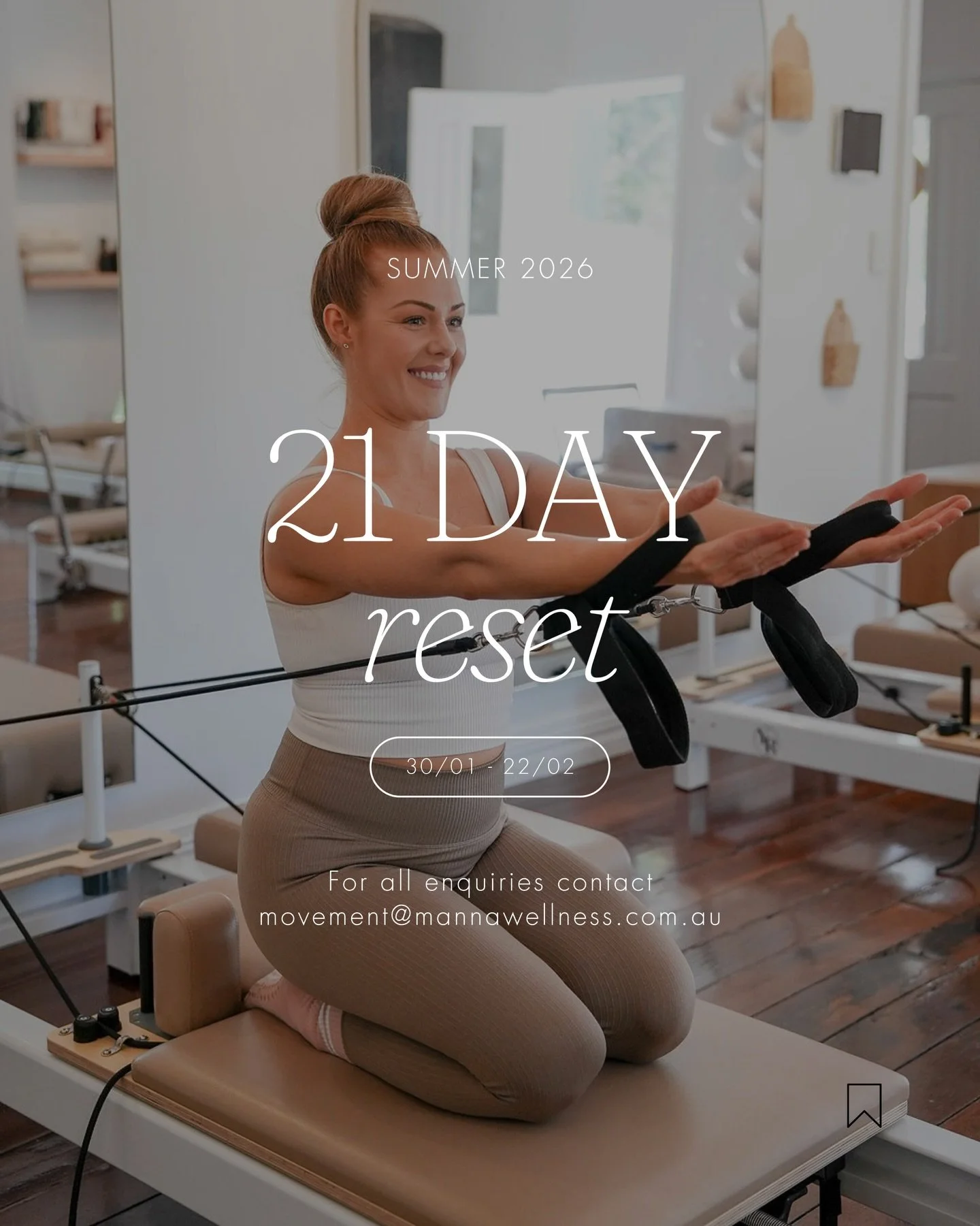 ☀️Our 21-Day Reset - Summer Series 2026 is here☀️

Dates are now live! If you&rsquo;ve been feeling the need to pause, simplify and reset your routine, this program is designed to support you. 

Our 21 Day Reset is a gentle, structured return to move