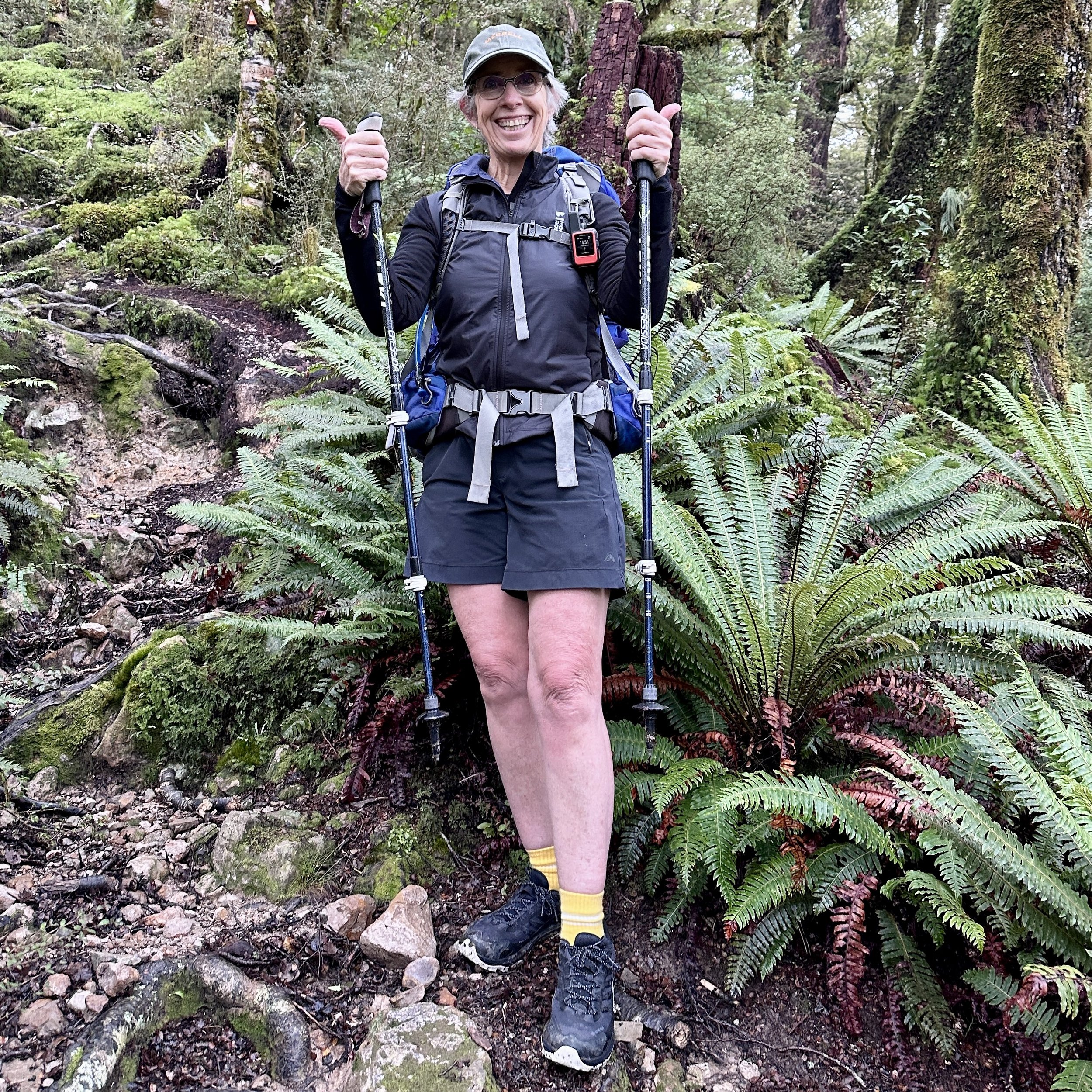 Sharon Evans wearing yellow Creepers Toe Socks, Tararua Range