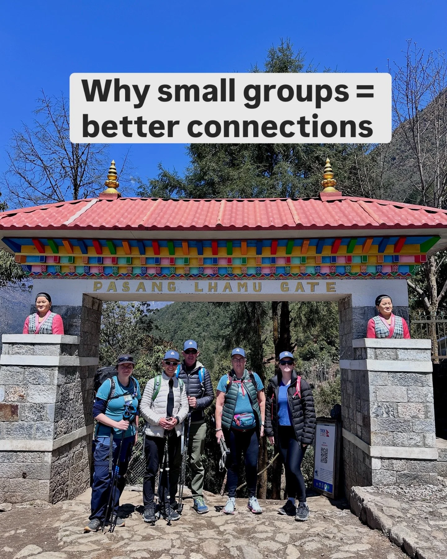 Big tours have their place, but for our boutique treks, it&rsquo;s all about connection.
Small groups mean more space to soak up the mountains, slower mornings for reflection, and a supportive pace so everyone can enjoy the journey.
Curious if this t