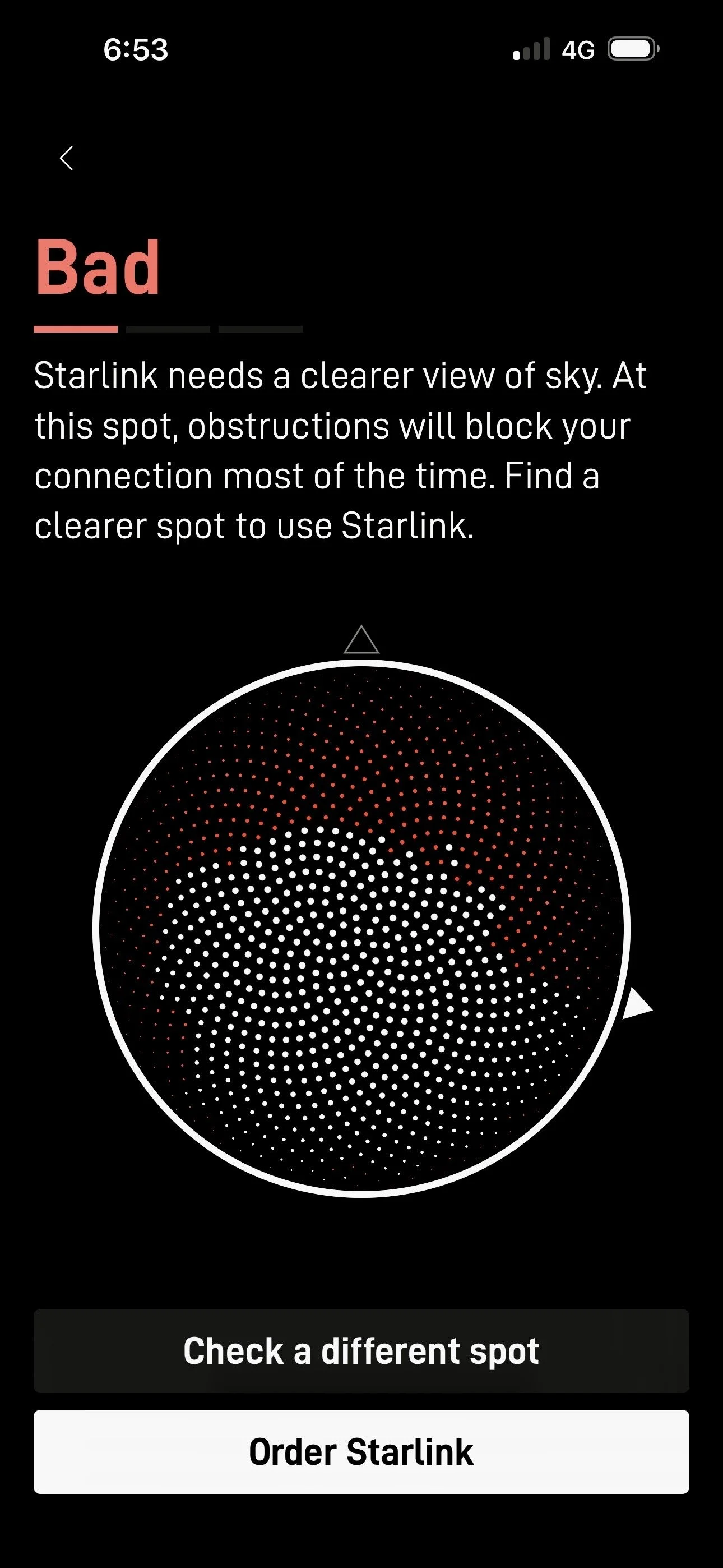Screenshot of StarlLnk in a Bad position
