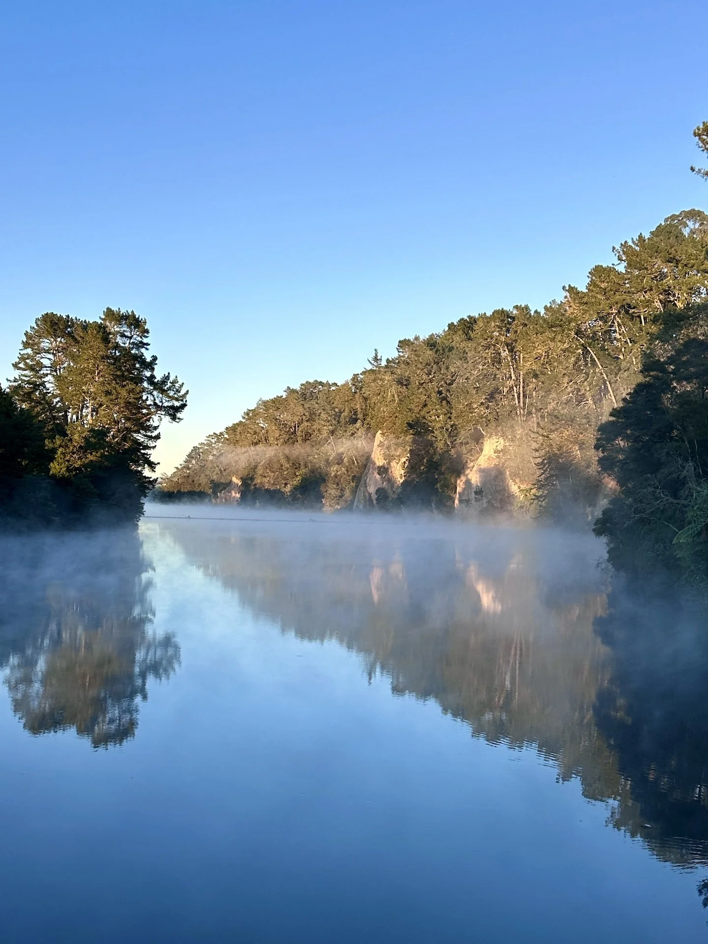 Arapuni dawn mist Waikato River Trails