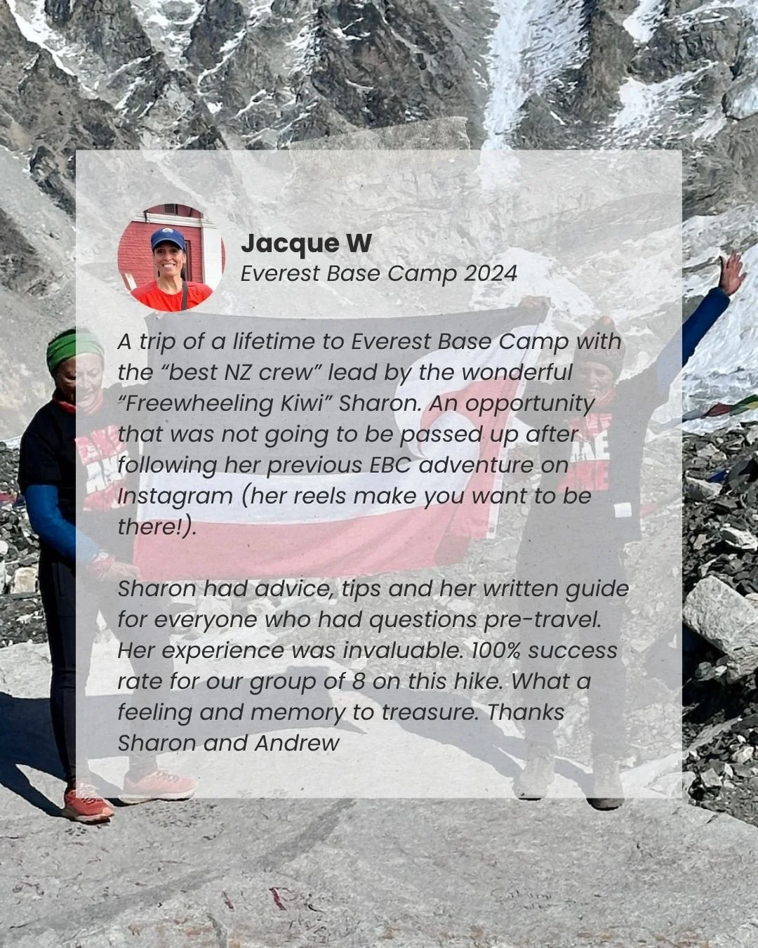 Everest Base Camp  24 Jacque W Testimonial
