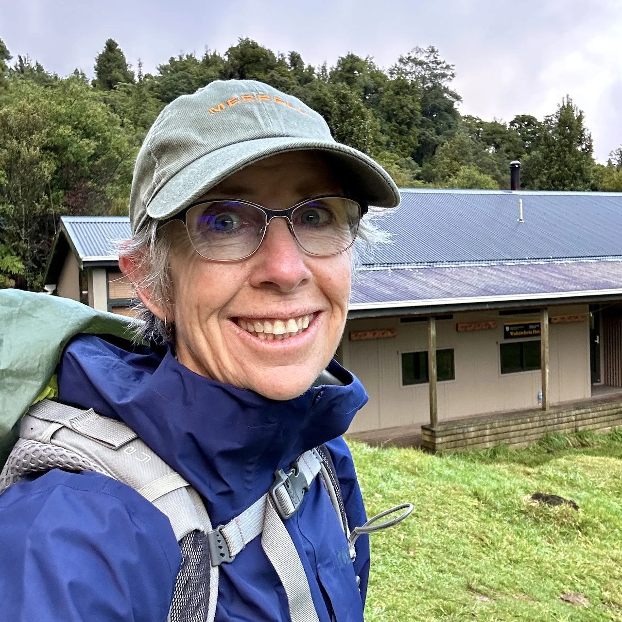 Sharon at the Waitawheta Hut, Kaimai Forest Park, New Zealand