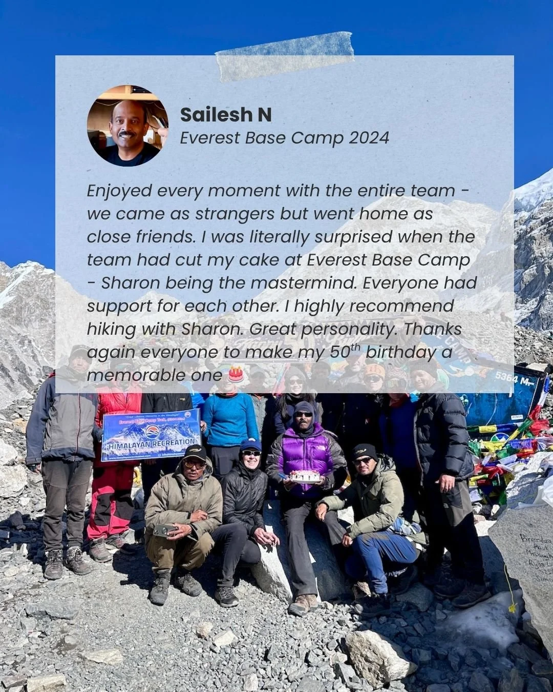 Everest Base Camp 24 Sailesh N Testimonial