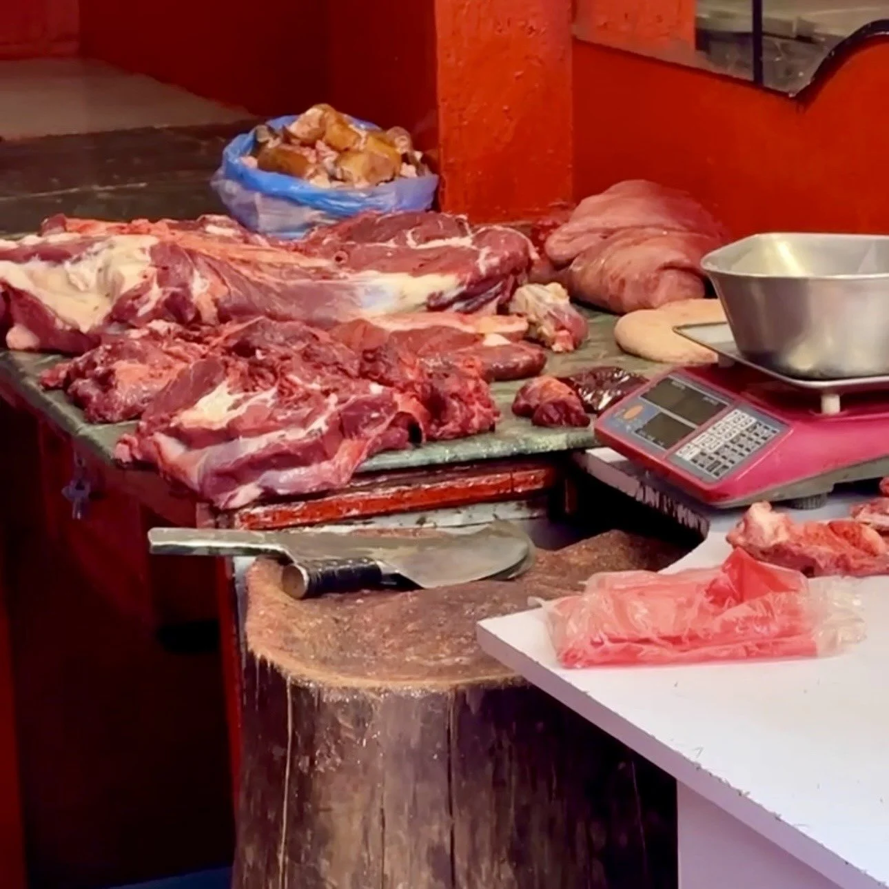 A butcher's slab in Kathmandu