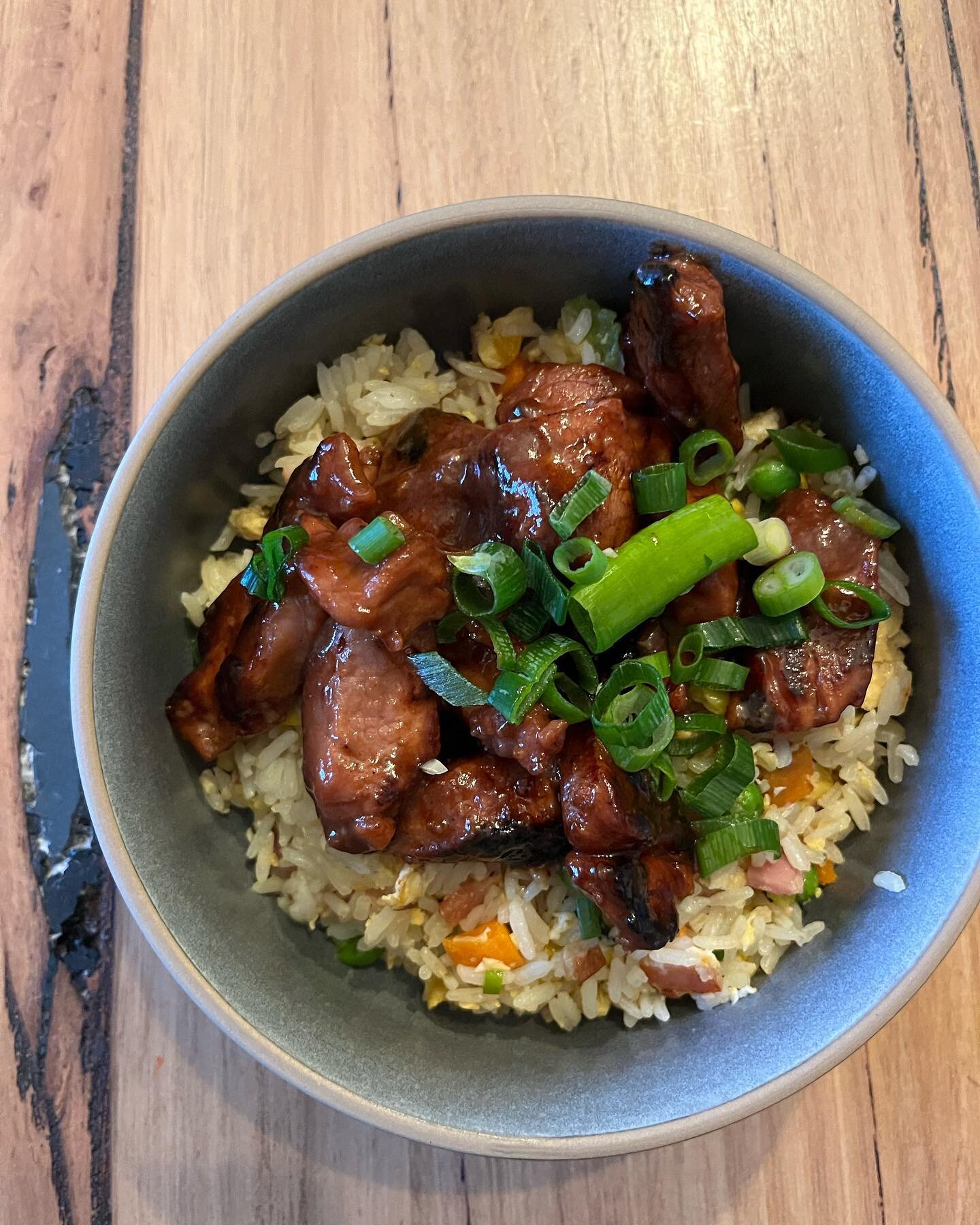 CHAR SUI PORK served with friend rice 🙌