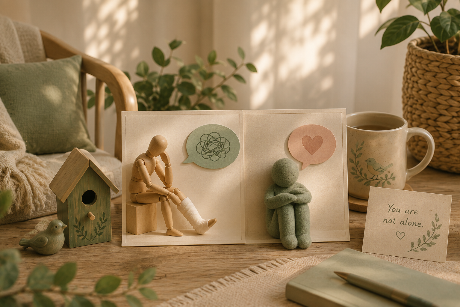 Two figures communicating through conflict and care, representing emotional expression and repair in relationships.