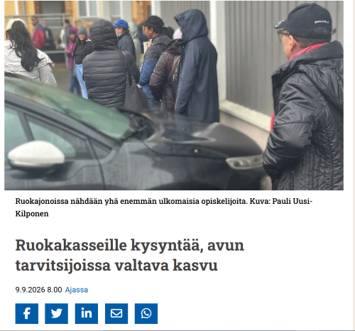 Artikkeleita ruoka-apuruoan vähenemisestä