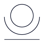 Simple line drawing of a smiling face with closed eyes