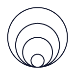 A simple black outline of concentric circles on a white background.