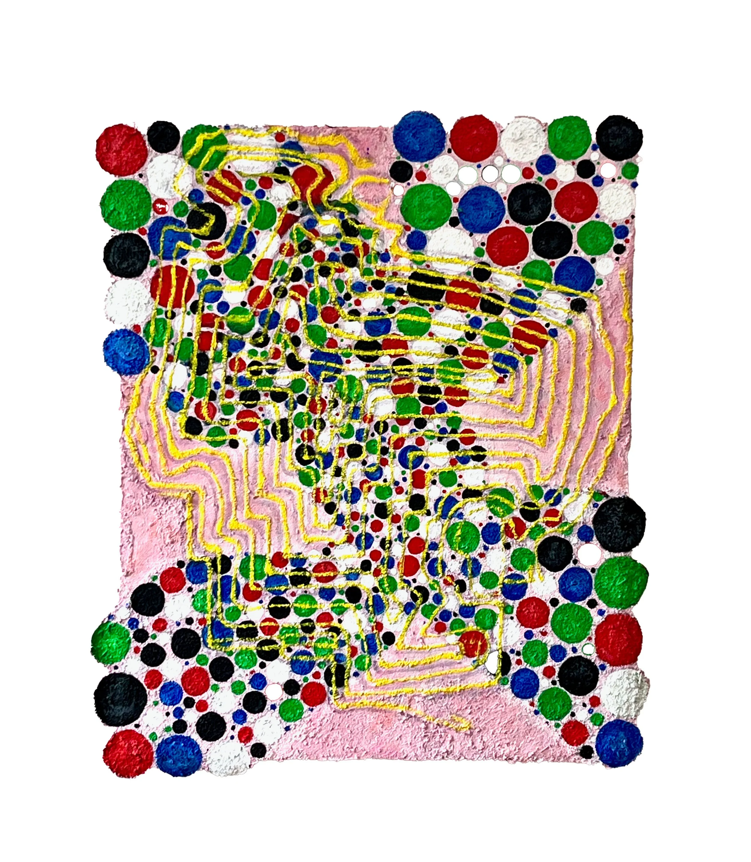 Feint, 2026, acrylic and sawdust on collaged canvas on canvas, 54 x 45cm
