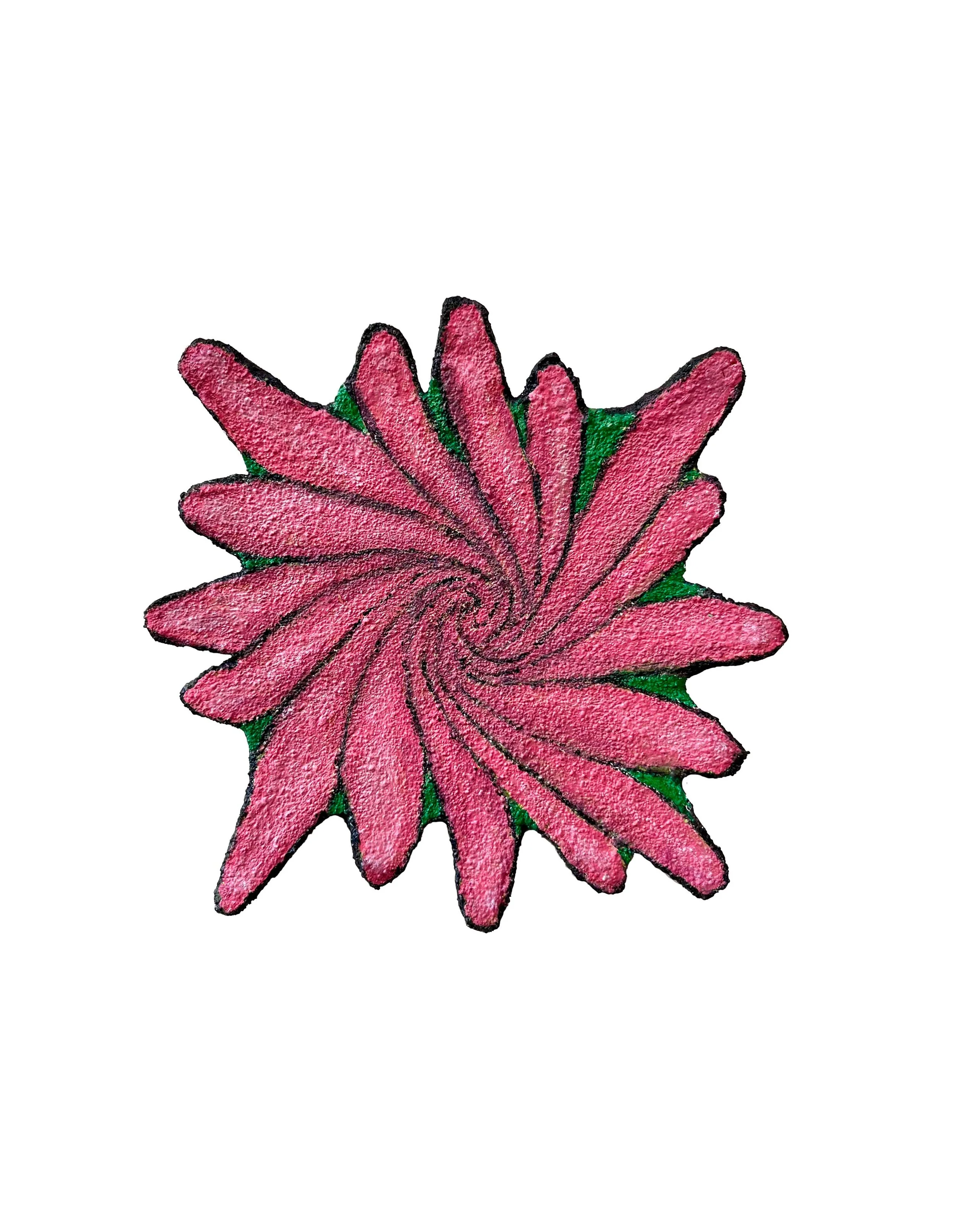 Twister (pink), 2025, acrylic, gouache, filler and sand on canvas board, 19 x 19cm