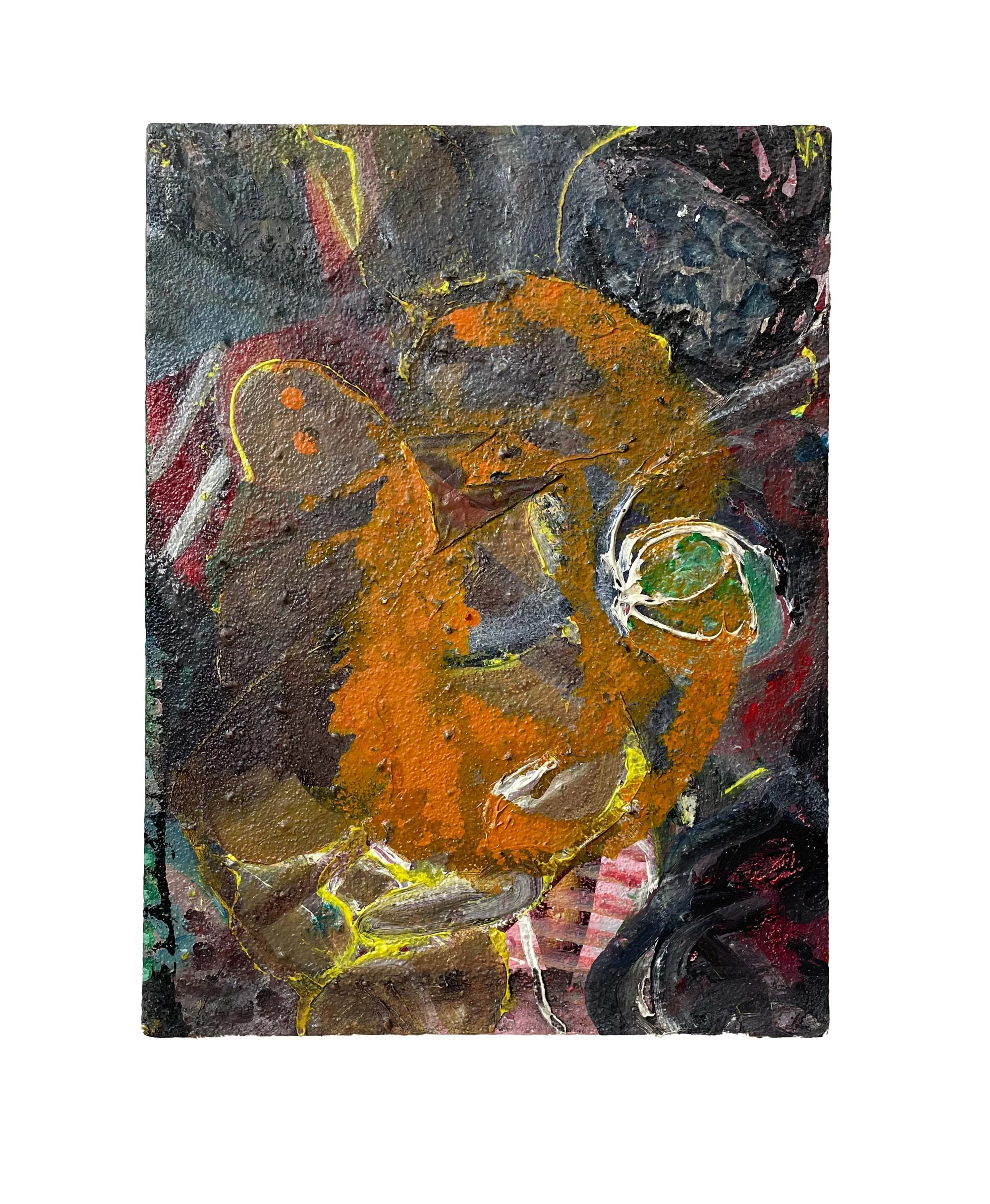 Spoken for, 2021,  acrylic and mixed media on board, 41 x 31cm