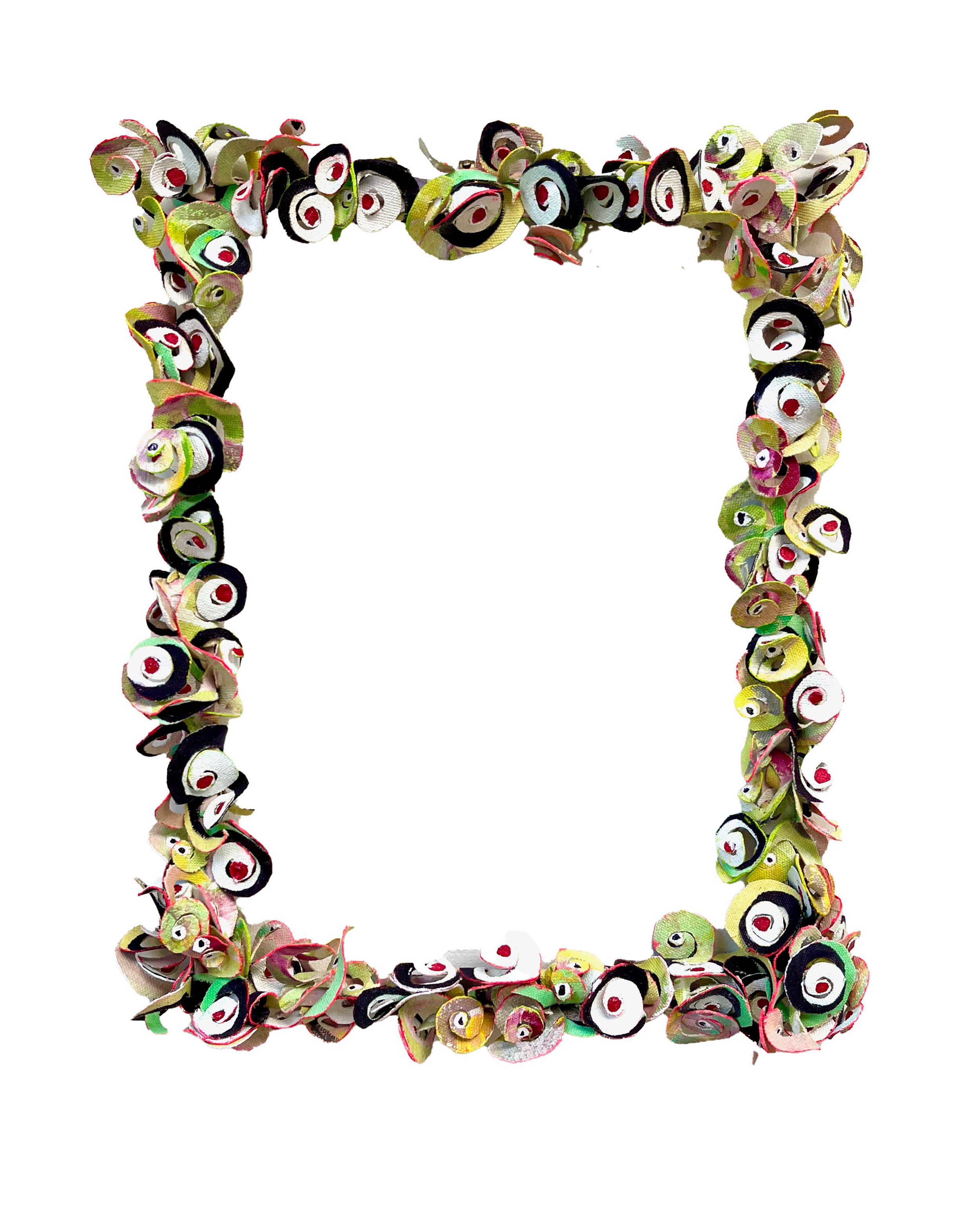 Cuttings (mirror), 2024, acrylic on  collaged canvas on picture frame, 34 x 27cm
