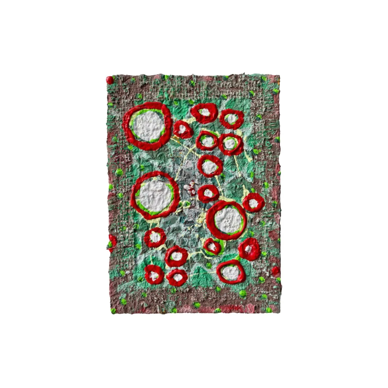 POV, 2024, acrylic, hessian and sand on canvas board, 17.5 x 12.5cm