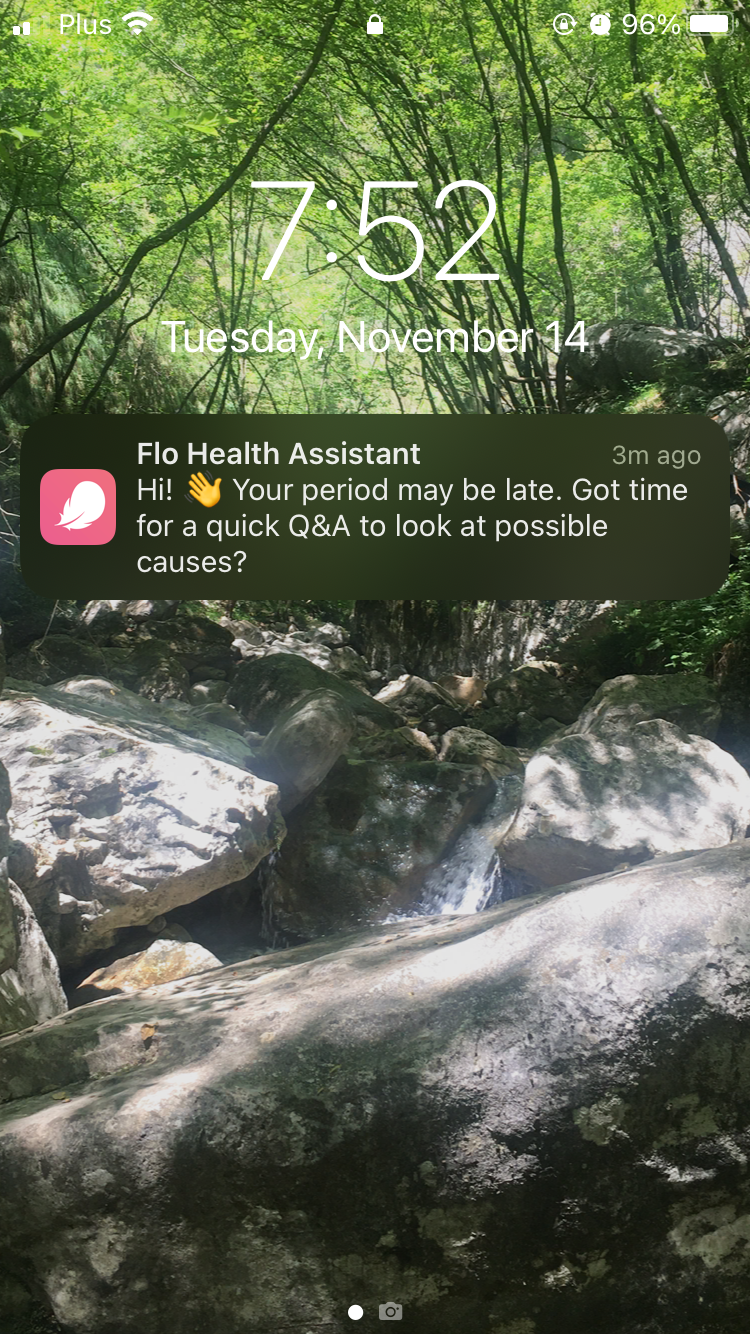 Reference 3: From Flo. Use language to shape how notifications are sent to users and showing how MyHabeats can provide users value.