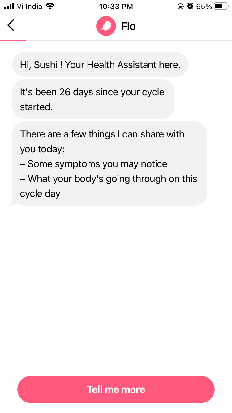 Reference 1: Having an AI messaging space as Flo does to help review progress, check in on milestones and more consultation on eating habits.