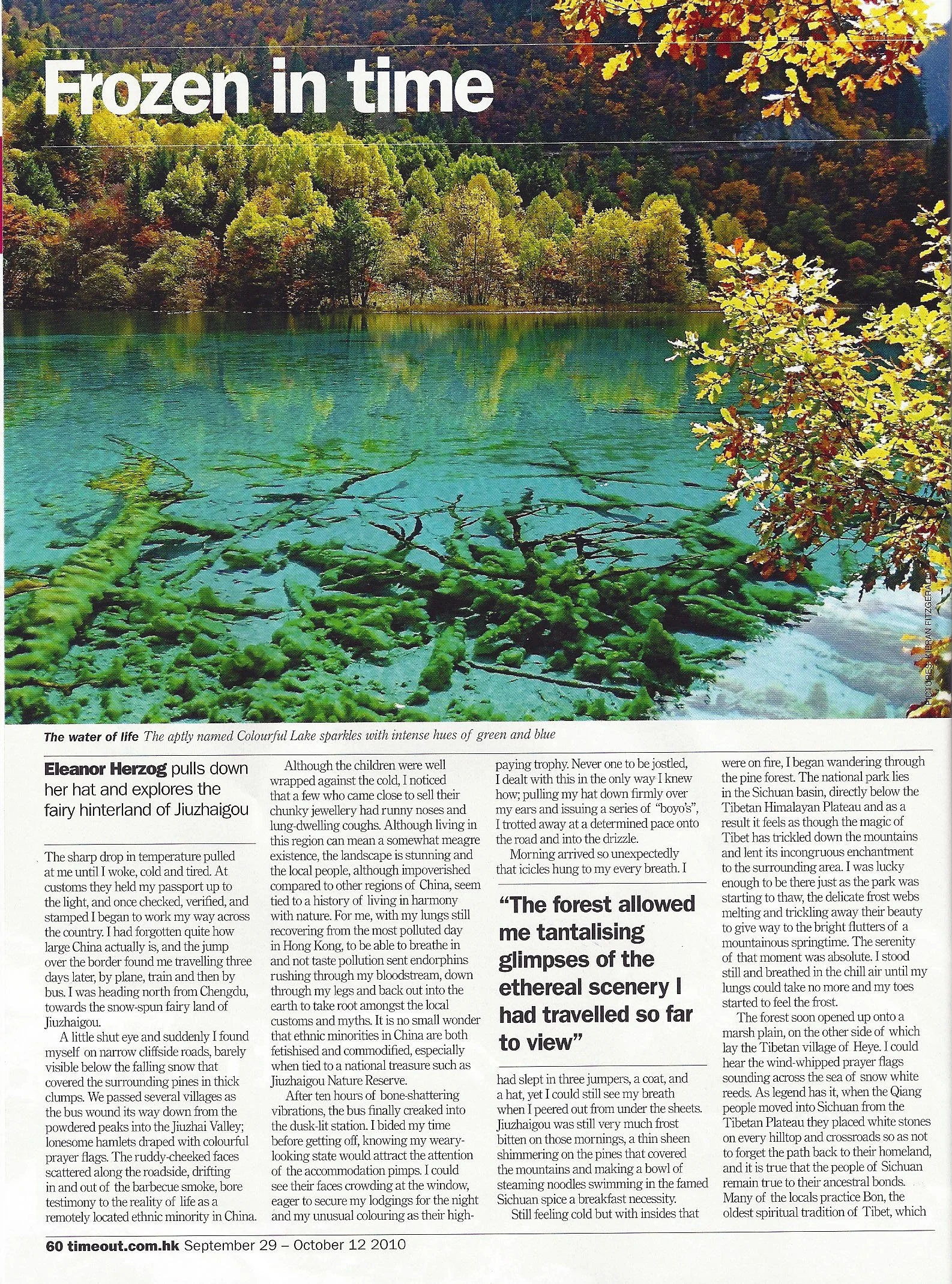 Clipping of a travel article from Time Out magazine