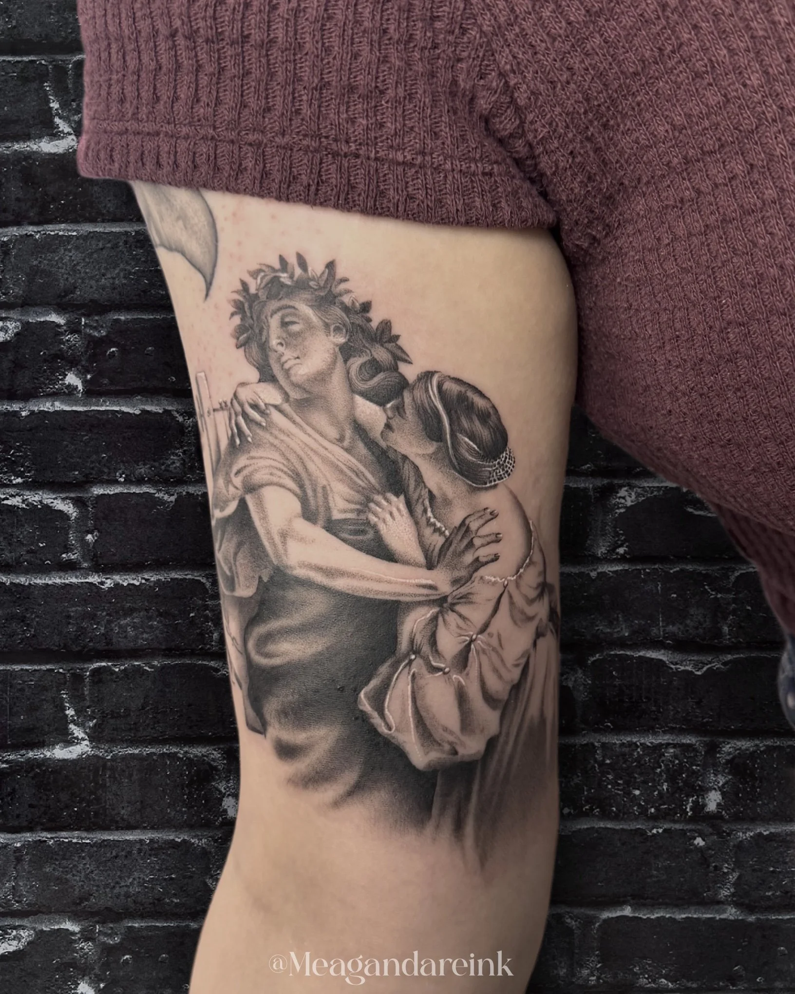 Tattoo by Meagan Dare
- Black and grey pointillism on bicep