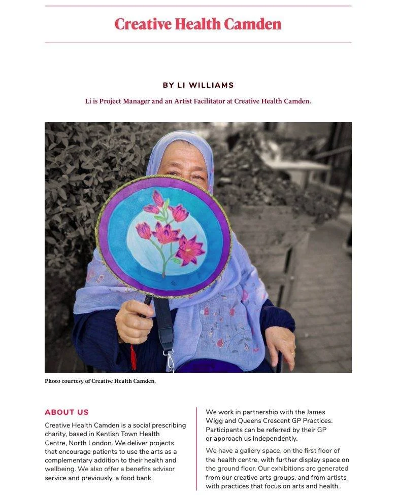 Creative Health Camden was featured in The Baring Foundation's Creatively Minded and Ethnically Diverse Revisited report  by Sabra Khan and danielreganphotography 📚 

The latest report showcases projects funded throughout 2021-2024, support artists 