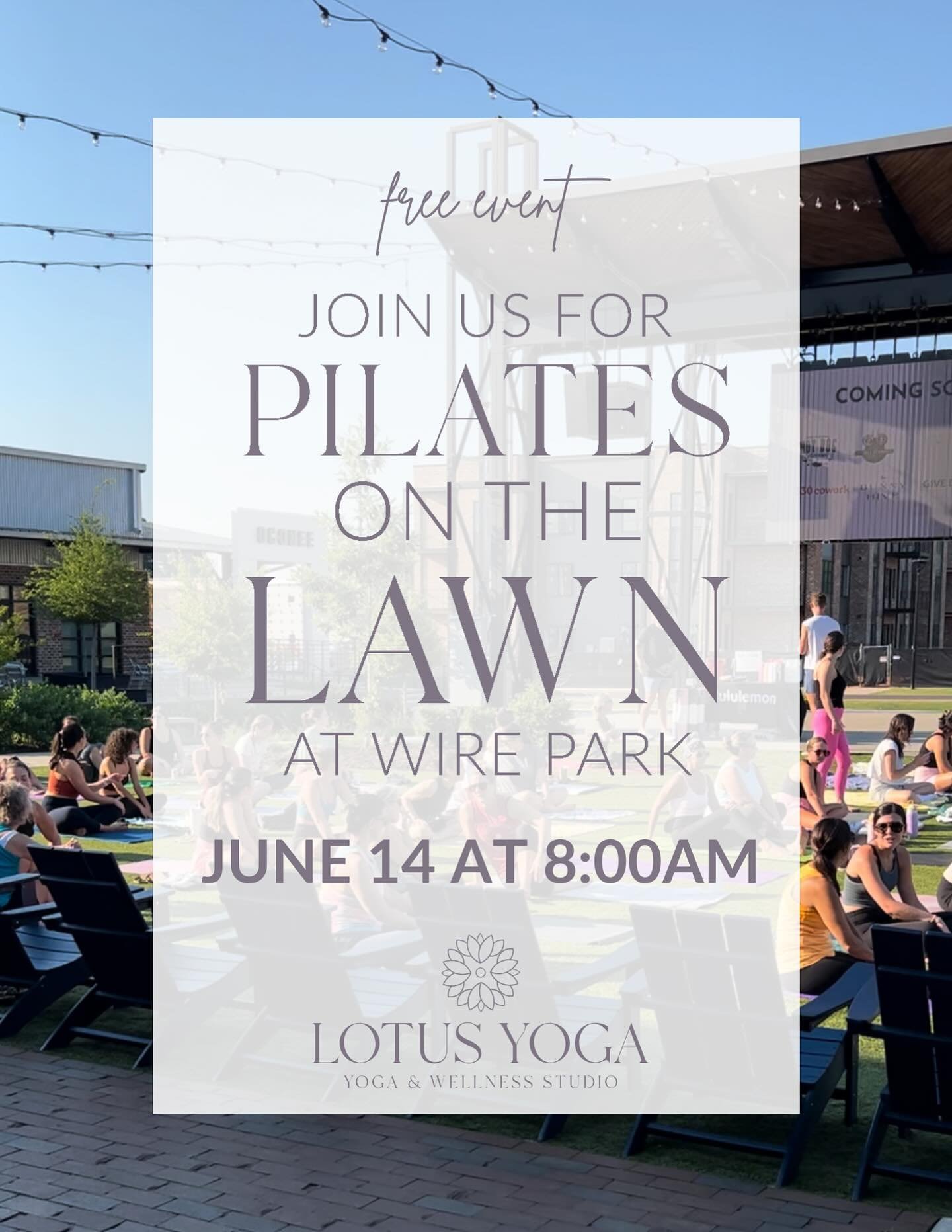 Pilates on the Lawn &ndash; TOMORROW!

Join us June 14 at 8AM at Wire Park for a Pilates class on the lawn that will leave you feeling strong, energized, and ready to take on the weekend!

Bring a mat, a water bottle, and your friends&mdash;no experi