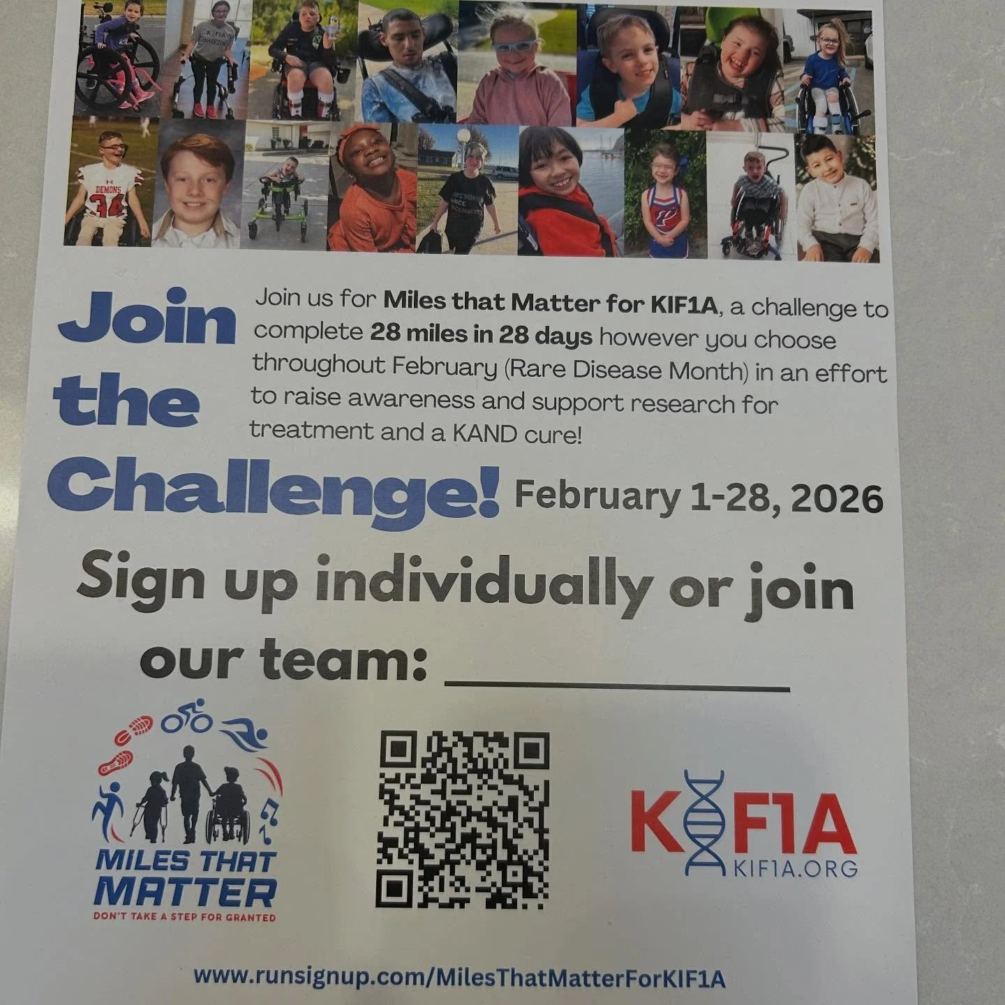 💙 Miles That Matter is back and we&rsquo;re moving with purpose. 💙

This February, we&rsquo;re coming together to support one of our members&rsquo; daughters through Miles That Matter, a virtual movement challenge benefiting those impacted by KIF1A