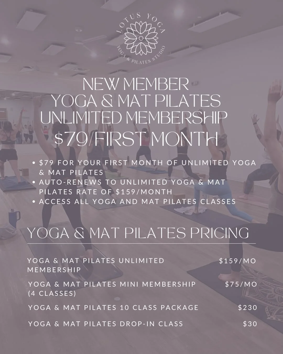 Not every membership needs to be one-size-fits-all

At Lotus Yoga &amp; Pilates, we offer flexible membership options based on the classes you actually want to take, so you&rsquo;re not paying for things you won&rsquo;t use.

🧘&zwj;♀️ Yoga &amp; Mat