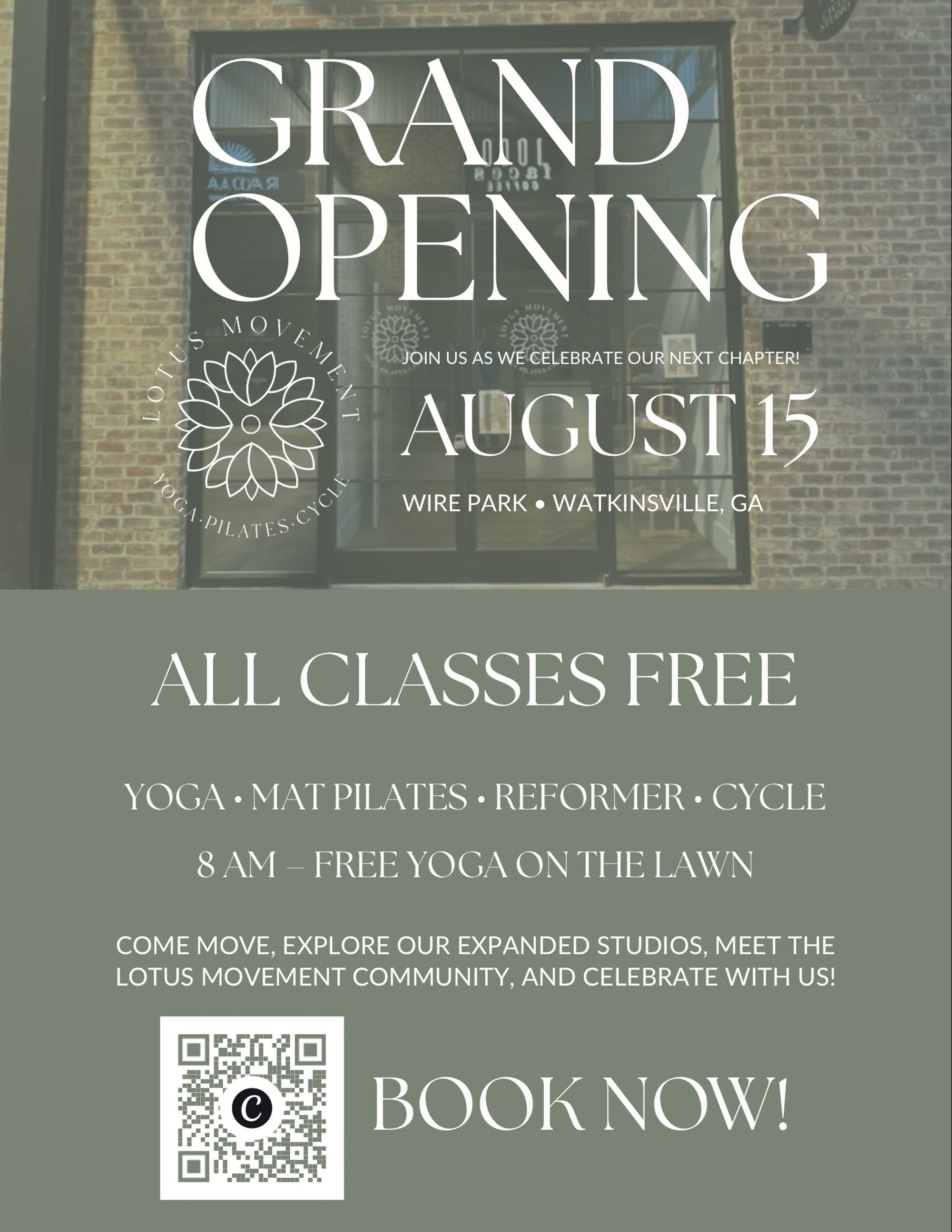 🎉 THIS SATURDAY &mdash; LOTUS MOVEMENT GRAND OPENING at WIRE PARK!

The day we&rsquo;ve been working toward is finally here!
Join us Saturday, August 15 at Wire Park as we officially celebrate the next chapter of Lotus Movement.

✨ ALL CLASSES ARE F