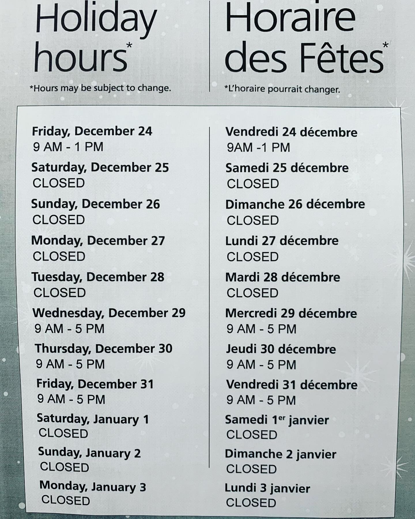 Arnes Post office holiday hours! 📬 (these are not store hours! Harbour Mart will be closed Dec. 24th - January 5th)