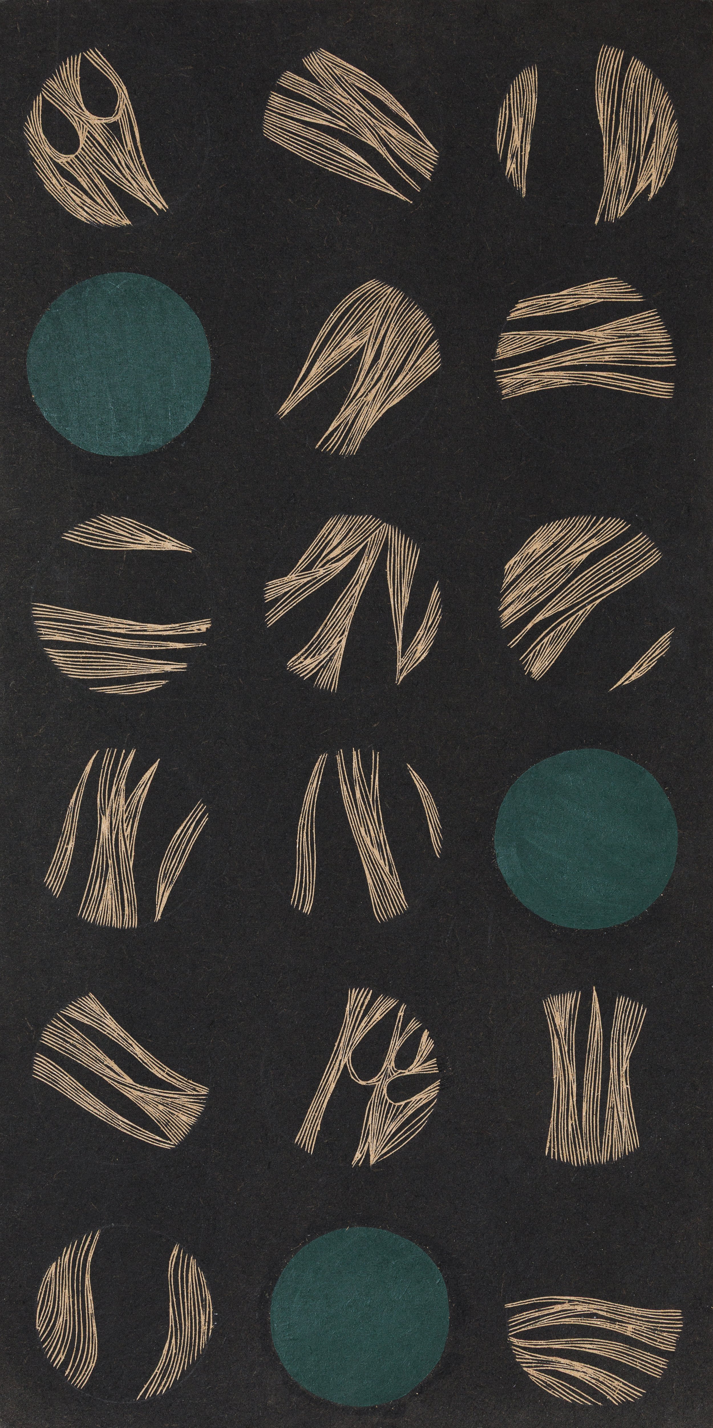 Raw organic circles (green), March 2025.
83 x 43 cm with frame.
Woodcut on MDF with Sumi Ink and Acrylic Paint
600 euros